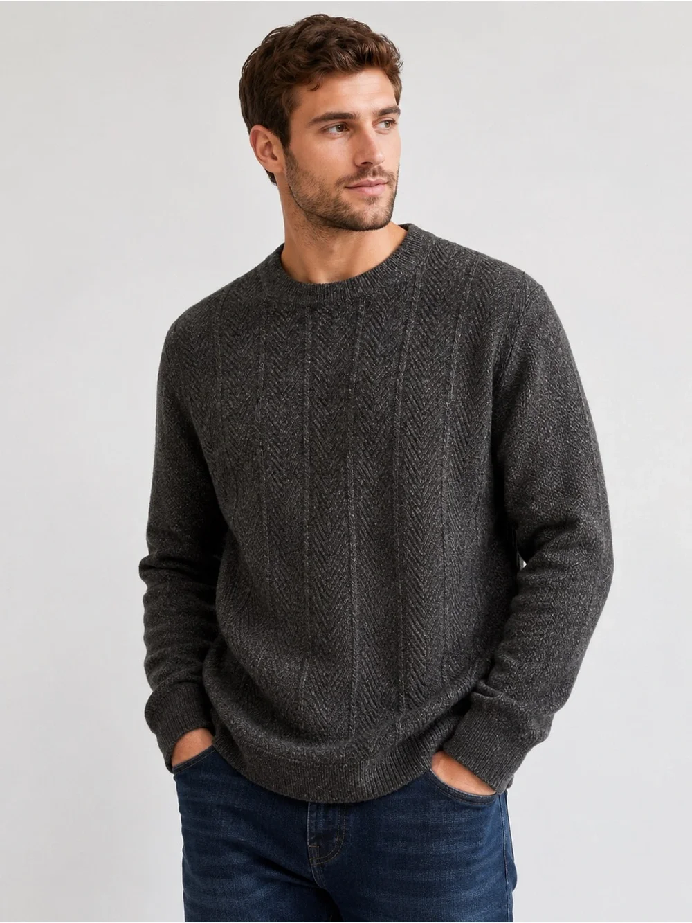 Dockers Men’s Medium Charcoal Gray Textured Knit Crewneck Sweater